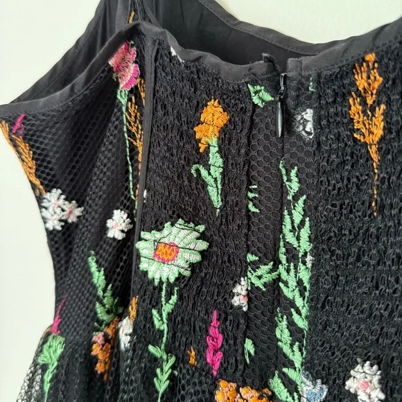 By Anthropologie Black Sheer Floral Embroidered in Florals Mesh Maxi Dress,  M - threedaughtersproperties.com